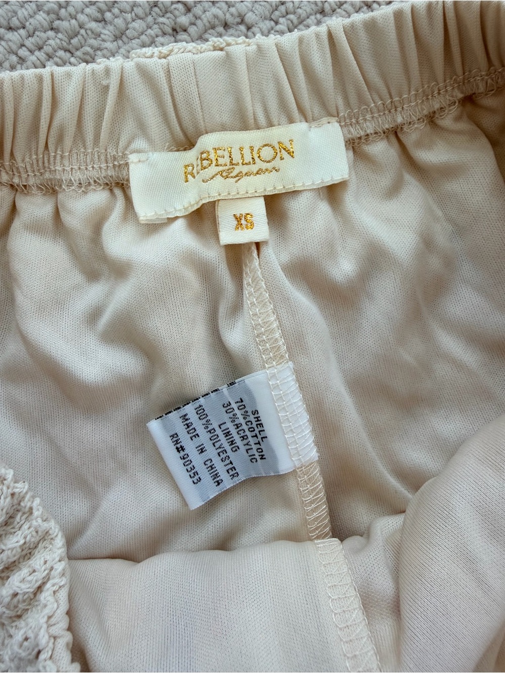 Rebellion Cream Lined Shorts with Crochet Trim Set XS/Small - Picture 2 of 4